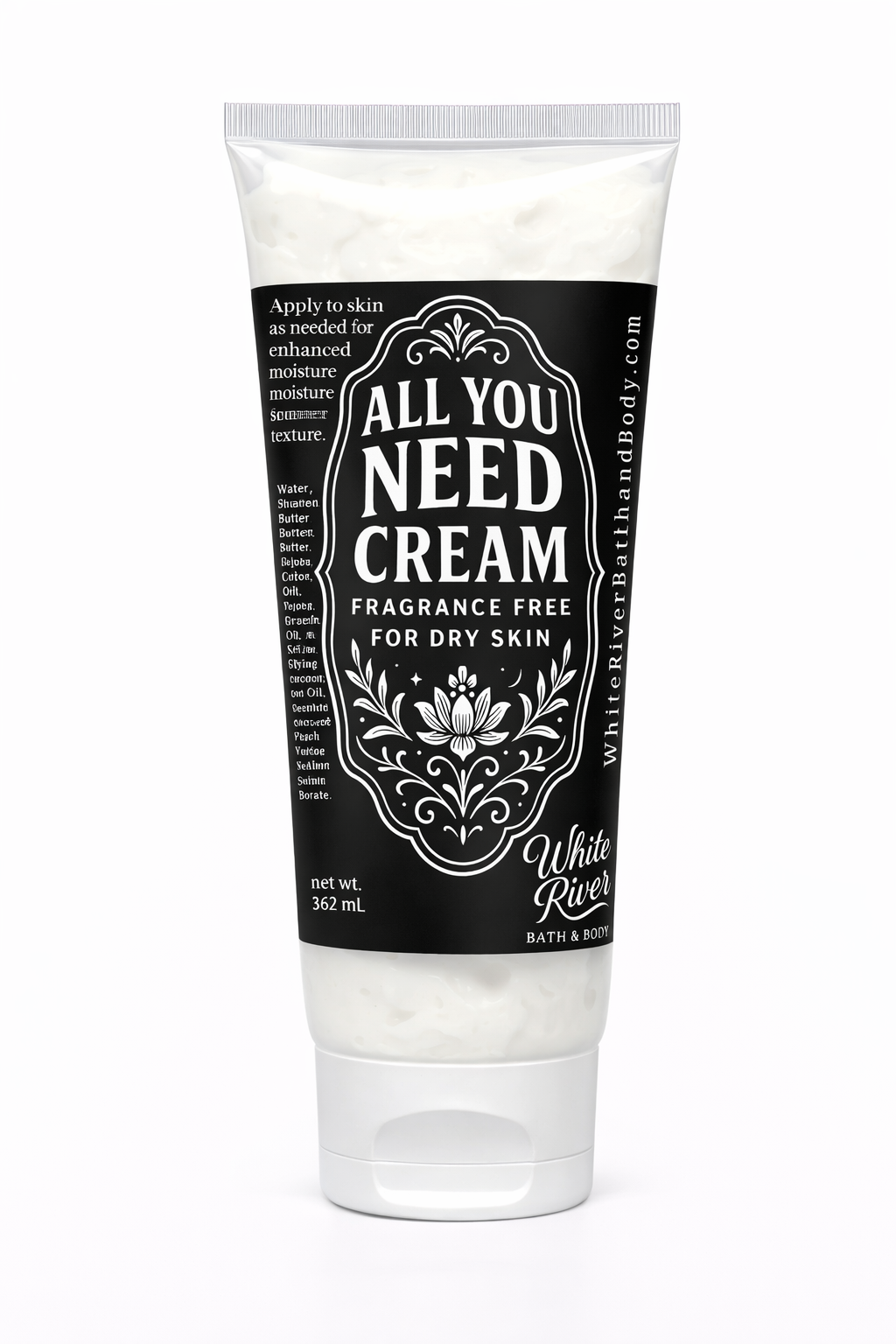 Tube of 'All You Need Cream' by White River on a white background