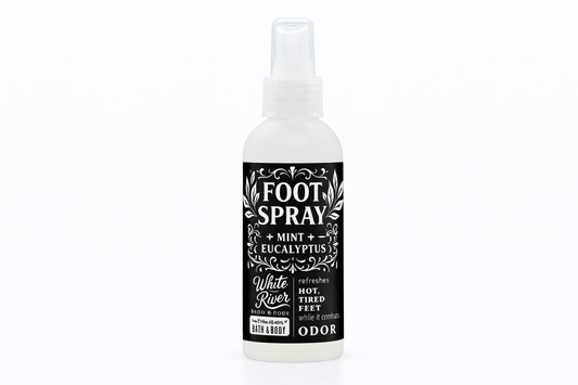 Foot spray bottle with label on a white background