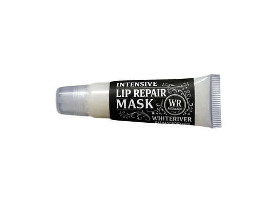 Lip repair mask tube with 'Whiteriver' branding on a white background