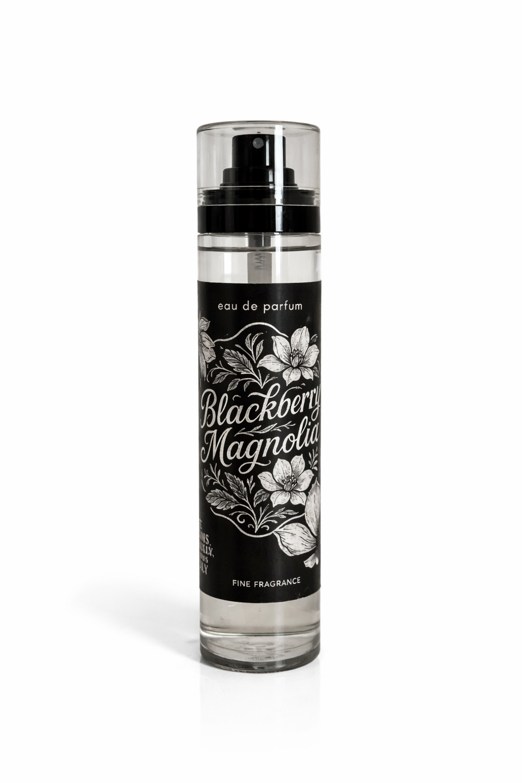 Blackberry Magnolia eau de parfum bottle on a white background