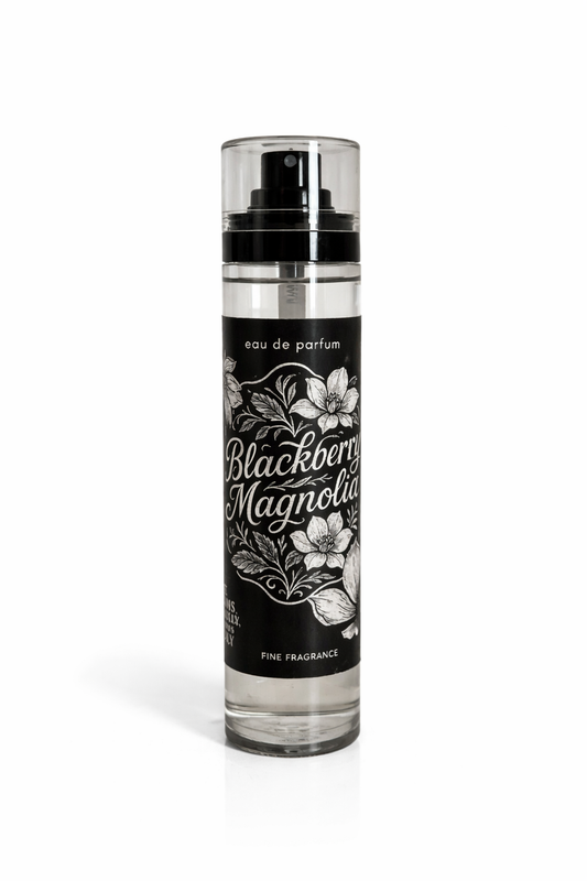 Blackberry Magnolia eau de parfum bottle on a white background
